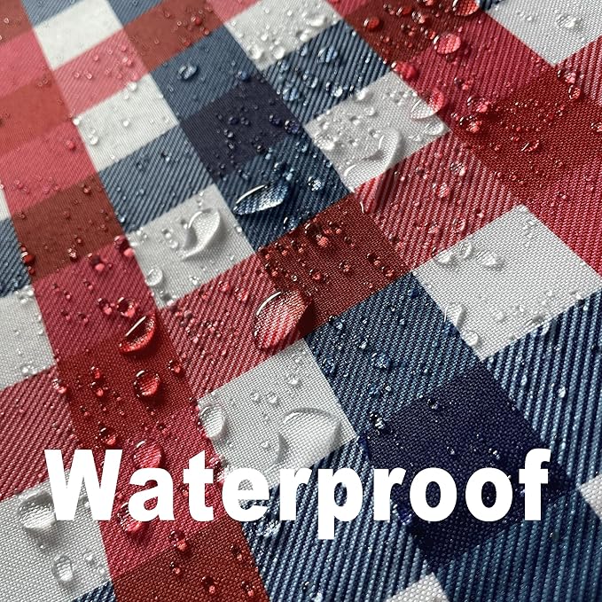Classic Gingham Tablecloth Fabric - Oblong 58x120 Water Resistant Patriotic Party Table Cloth for Indoor/Outdoor Use - Tabletop Cover for Independence Day Memorial Day