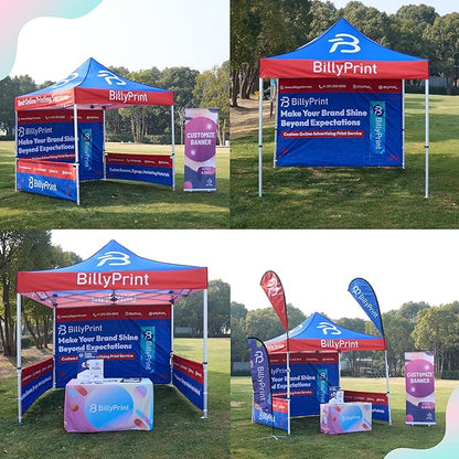 Custom Canopy Tent Top with Logo 10x10 | Pop Up Vendor Tent for Trade Shows, Events | Full-Color Printing | Optional Walls or Heavy-Duty Aluminum Frame | Waterproof UV Fabric | Expedited Service