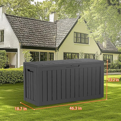 DRATO 80 Gallon Deck Box, Outdoor Storage Box for Patio Furniture, Patio Cushions, Gardening Tools, Pool Supplies 480lbs Weight Capacity,Waterproof Resin Storage Boxes（Black，80 Gallon）
