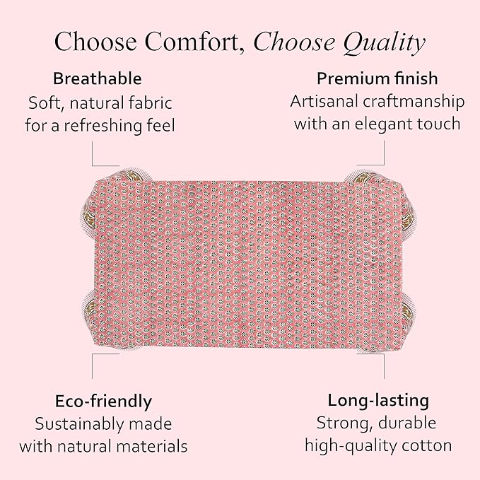 Cotton Print Club-100% Pure Cotton Tablecloth Table Cover - Indian Hand Block Printed Rectangle - for Wedding, Mothers Day Poppy Pink 160" x 72" (Rectangular)