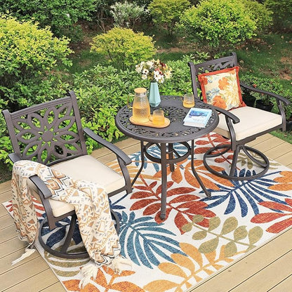 Sophia & William Patio Outdoor Swivel Rocker Dining Chairs Set of 2, Brown Cast Aluminum Furniture Dining Chairs for Dining Table, Load Capacity: 350 lbs