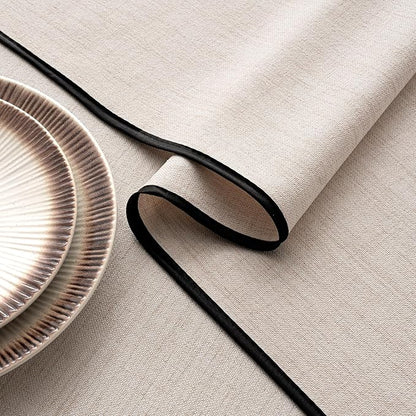 MIULEE Natural-Black Linen Polyester Tablecloth 60x84 Inch Spring Rectangle Table Cloth Waterproof,Stain Resistant & Wrinkle Resistant for Dining Party Wedding
