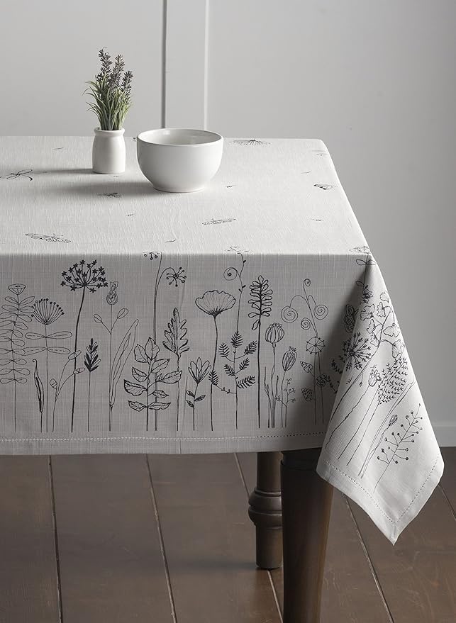 Maison d' Hermine Table Cloth Rectangle Table 100% Cotton 54 x 72 Inches Tablecloth Reusable Decorative Everyday Use for Dining Room, Farmhouse, Home, Party, Festive & Wedding Spring Summer - Flore