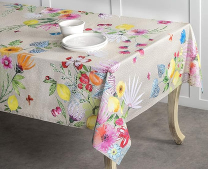 Maison d' Hermine Table Cloth Rectangle Table 100% Cotton 70 x 108 Inches Tablecloth Reusable Decorative for Dining Room, Farmhouse, Home, Party, Festive & Wedding Spring Summer - Jardin D'Ete - Fog
