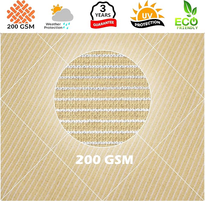 Royal Shade 7' x 14' Custom Size Beige Rectangle Sunshade Sail - Image 8