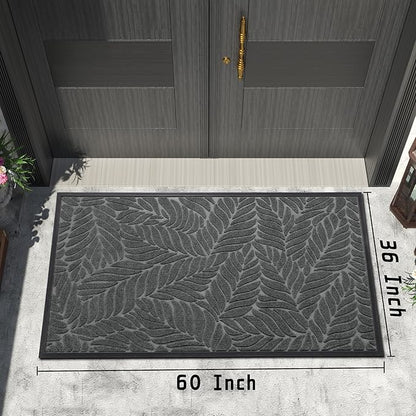 Yimobra 60x36 Large Door Mat Outdoor Indoor, All-Season Waterproof Door Mat Outside Entrance, All-Weather Non-Slip Outside Doormat for Garage Patio Entryway, Grey