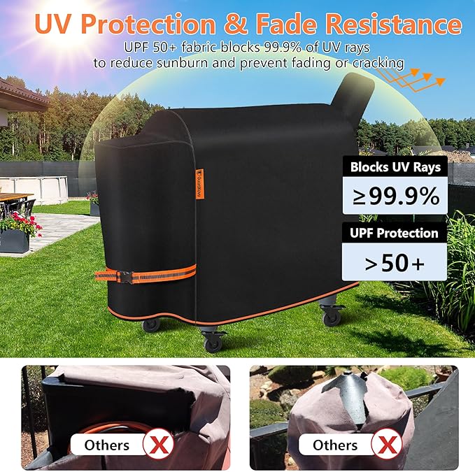 [Upgraded 1000D Heavy Duty Fabric]Grill Cover for Traeger Pro 34/780 Series, Waterproof Wood Pellet Smoker Cover, Tear & Fade Resistant with Buckle,Zipper, for Treager Pro 34/780/Texas 34, Z Grills700