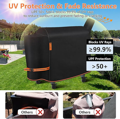 [Upgraded 1000D Heavy Duty Fabric]Grill Cover for Traeger Pro 34/780 Series, Waterproof Wood Pellet Smoker Cover, Tear & Fade Resistant with Buckle,Zipper, for Treager Pro 34/780/Texas 34, Z Grills700