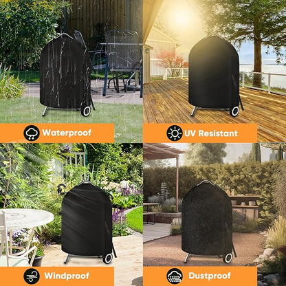 iCOVER Grill Cover for Weber 22 Inch Charcoal Kettle- Heavy Duty Waterproof BBQ Cover for Weber Char-Broil 22 Inch Charcoal Kettle Grills