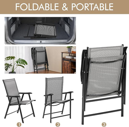 Yaheetech Patio Dining Chairs Set of 4 Outdoor Folding Lawn Chairs, folds flat - Image 4
