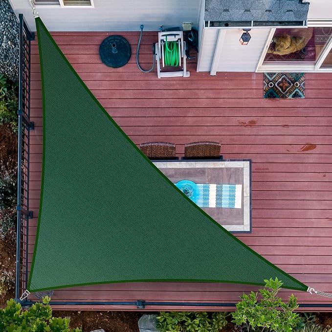 5' x 8' x 9.4' Green Sun Shade Sail UPF50 Right Triangle smTAPT12 Canopy Fabric by ShadeMart