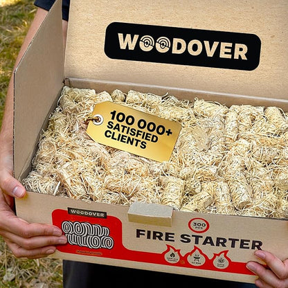 300 pcs Large Fire Starters for Fireplace, Natural Fire Starter for Campfires, for Wood Stove, BBQ, Grill, Pizza Oven, Outdoor Fire Pit, Chimney Charcoal Starter