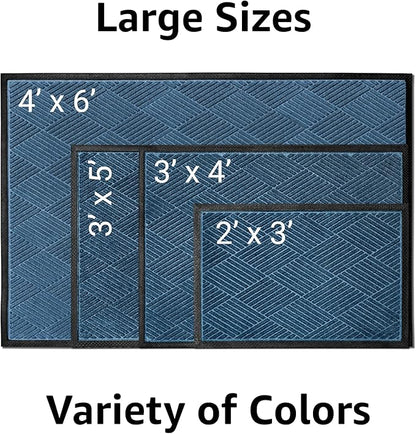 Ecomills Deluxe Diamond Entrance Door Mat, XX-Large Heavy Duty Absorbent Rubber Rug, Blue, 4’ X 6’ feet