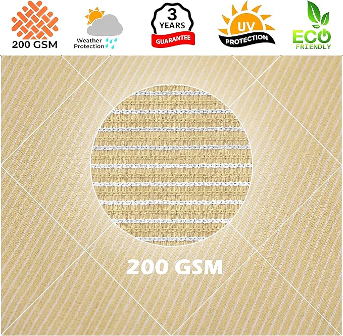 Royal Shade 0 8' x 1 6' Beige Rectangle Sunshade Sail - Image 8