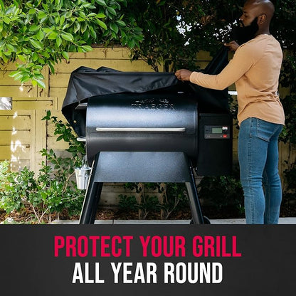Grill Cover by Grillman, Black, 49 Inch, BBQ Outdoor Grill Covers, Charcoal & Gas Grills, Waterproof, Rip-Proof, Weather-Resistant, Anti-UV, Barbecue Cover for Weber, Genesis, Charbroil, Nexgrill, etc
