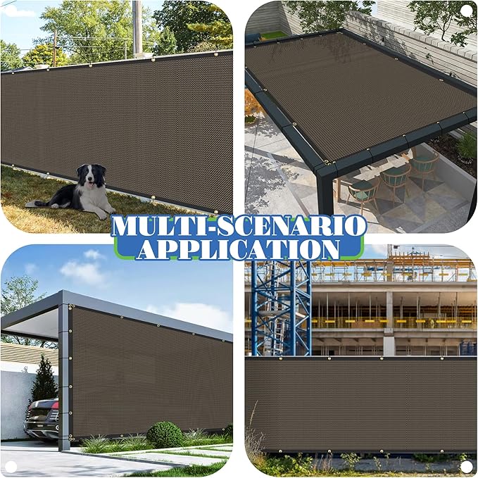 ECOOPTS 4'x50' Privacy Fence Screen Windscreen with Copper Grommets, Fit for Commercial Fence and Residential Garden Outdoor 90% UV Blockage, Cable Zip Ties Included (Brown)