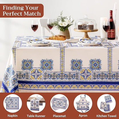 Maison d' Hermine Premium Table Cloth Square Table 100% Combed Cotton 70 x 70 Inches Tablecloth Reusable Decorative for Dining Room, Farmhouse, Home, Party, Festive & Wedding - Sciacca