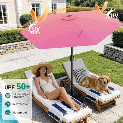 7.5FT Patio Umbrella Table Market Umbrella w/Tilt and Crank, Heavy-Duty Outdoor - Image 3
