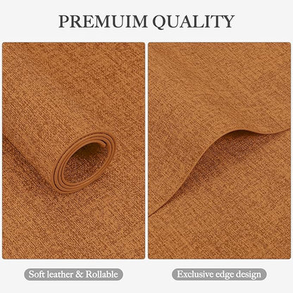 Faux Leather Heat Resistant Fall Placemats Set of 6 – Waterproof Oilproof Wipeable Dining PU Vinyl Place Mat Easy Clean Table Mats for Kitchen/Dining/Party/Holiday, Orange