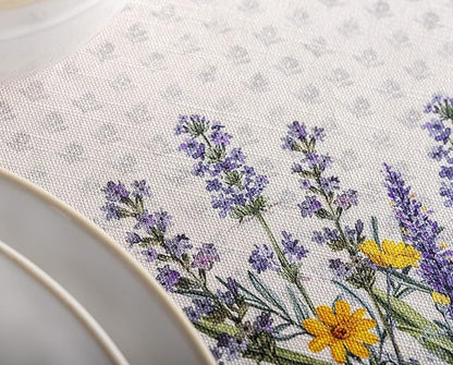 Maison d' Hermine Table Cloth Round Table 100% Cotton 63 Inches Tablecloth Reusable Decorative Everyday Use for Dining Room, Farmhouse, Home, Party, Festive & Wedding Spring Summer - Fanny Lavender