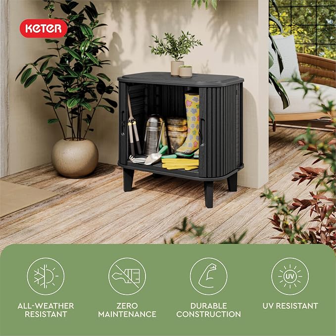 Keter Velo 30 Gallon Outdoor Storage Cabinet, Weather-Resistant Resin Deck Box - Image 10