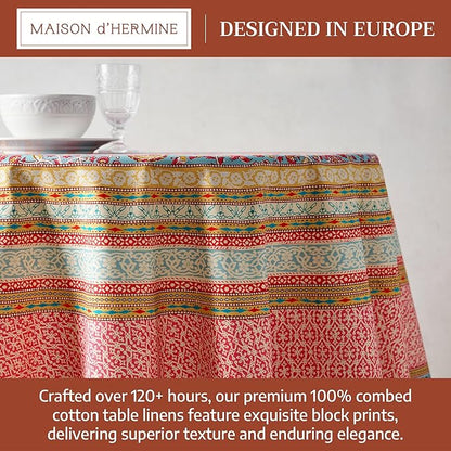 Maison d'Hermine Premium Table Cloth Round Table 100% Cotton 70 Inches Tablecloth Reusable Decorative Everyday Use for Dining Room, Farmhouse, Home, Party, Festive & Wedding - Lauris