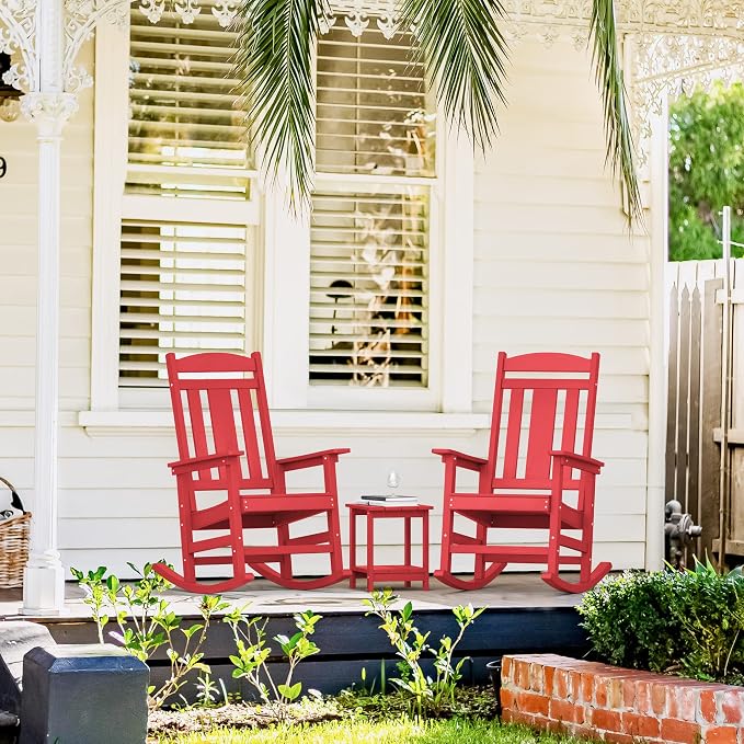 LUE BONA Rocking Chair Outdoor, Weather Resistant Poly Plastic Rocker Chairs - Image 9