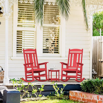 LUE BONA Rocking Chair Outdoor, Weather Resistant Poly Plastic Rocker Chairs - Image 9