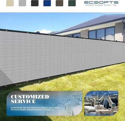 ECOOPTS 4'x299' Privacy Fence Screen Windscreen with Copper Grommets, Fit for Commercial Fence and Residential Garden Outdoor 90% UV Blockage, Cable Zip Ties Included (Gray)