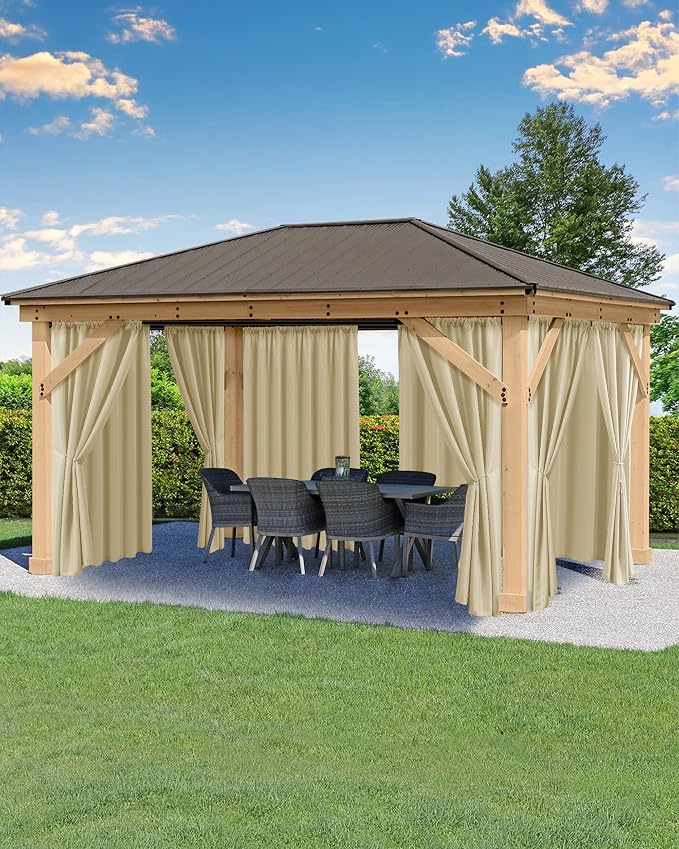 Outdoor Curtains for Patio Waterproof Rod Pocket 6 Pcs 54x120 Inch Cream | by HolidayIdeas