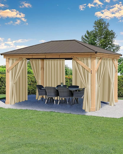 Outdoor Curtains for Patio Waterproof Rod Pocket 6 Pcs 110x108 Inch Cream | by HolidayIdeas