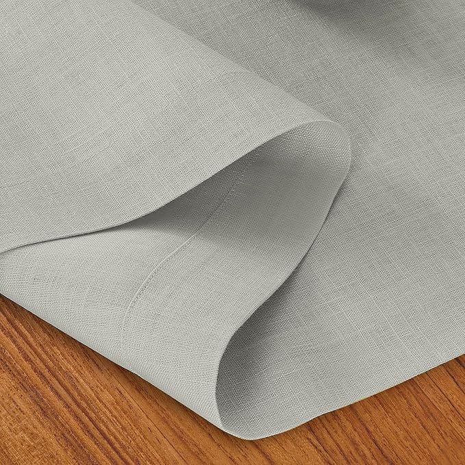 D'Moksha Homes Linen Silver Grey Table Runner 90 Inches Long - 100% Pure Linen 14 x 90 Inch Table Runner for Dining, Winter, Holiday - Machine Washable