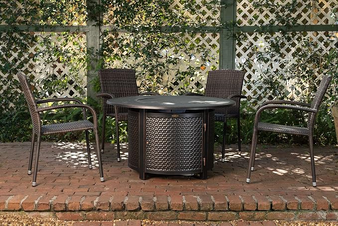 Patio Sense 62664 Morgan Outdoor Wicker Stacking Chairs, Powder-Coated Steel - Image 4