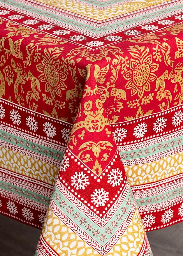Maison d' Hermine Table Cloth Rectangle Table 100% Cotton 60 x 90 Inches Fall Tablecloth Reusable Everyday Use for Thanksgiving Christmas Decorations Dining Farmhouse Party (Sofia)