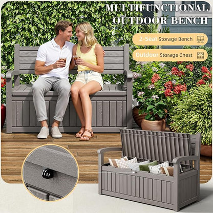 80-Gallon Deck Box Outdoor Storage Bench, Waterproof Outdoor Storage Box - Image 4