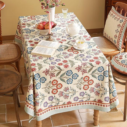 French Linen Rectangle Tablecloth,Vintage Colorful Multiple Prints Soft and Durable Tablecloths,Decor Table Cover for Kitchen,Dining,Tea Party,Thanksgiving,Christmas,63"*87"-Lohi