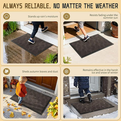 Yimobra Large Door Mat 36x24, All-Weather Waterproof Non-Slip Welcome Matt Outdoor, Heavy Duty Non Slip Doormat for Entryway for Patio and Garage Indoor, Easy Clean, Brown