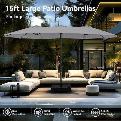 PHI VILLA 15ft Large Outdoor Patio Umbrella - Image 7