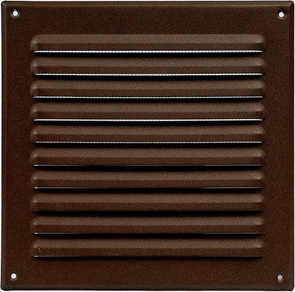 Square Ventilation Grille / 8" x 8" Inch Inside Measurement/Brown Metal Air Vent Louver - Inside/Outside use - / 10" x 10" Inch Outer Measurement