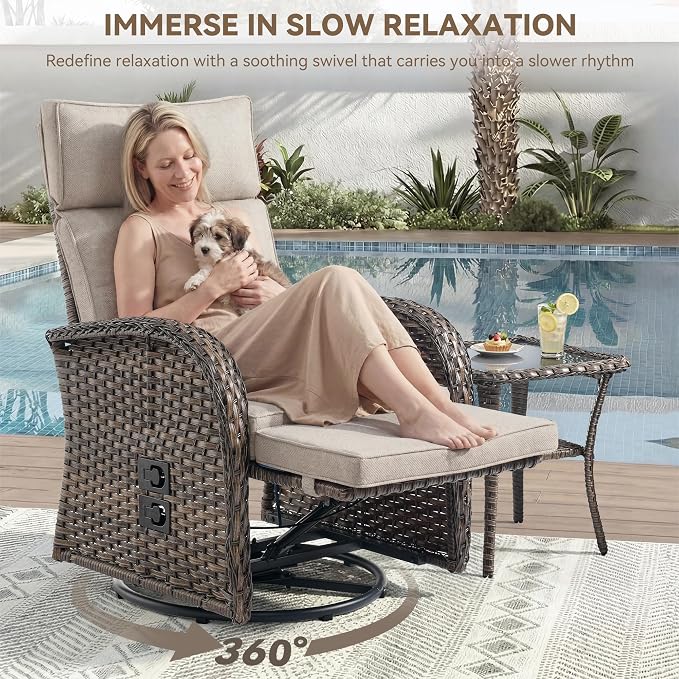 Zero Gravity Patio Swivel Recliner Chair - Image 4