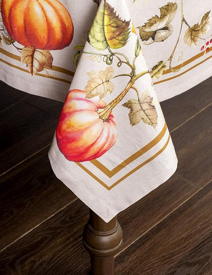 Maison d' Hermine Table Cloth Square Table 100% Cotton 54 x 54 Inches Fall Tablecloth Reusable Everyday Use for Thanksgiving Christmas Decorations Dining Farmhouse Party (Potiron)