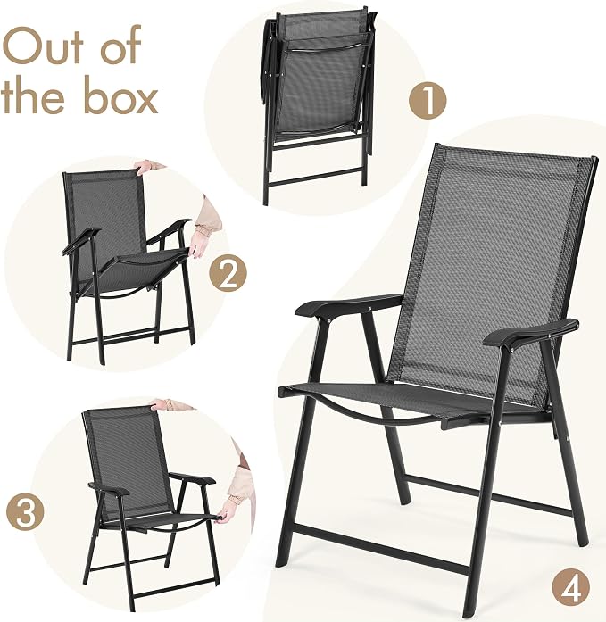 Yaheetech Patio Chairs Set of 4 Outdoor Foldable Dining Chairs, Comfortable - Image 8