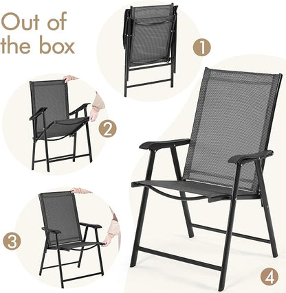 Yaheetech Patio Chairs Set of 4 Outdoor Foldable Dining Chairs, Comfortable - Image 8