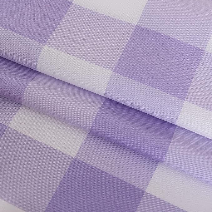 2 Pack Waterproof Polyester Fabic Rectangle Checkered Tablecloth，60x84 Outdoor Table Cloth，Oil Stain Prevention Table Cloth for Pinics and Parties（Lavender and White）