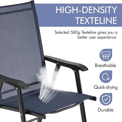 Yaheetech Patio Chairs Set of 4 Outdoor Folding Lawn Chairs, folds flat - Image 7