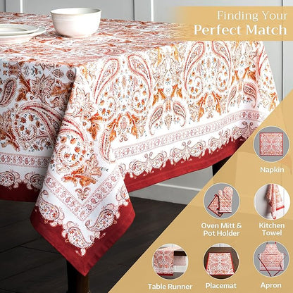 Maison d' Hermine Table Cloth Rectangle Table 100% Cotton 54 x 72 Inches Fall Tablecloth Reusable Everyday Use for Thanksgiving Christmas Decorations Dining Farmhouse Party (Orient)