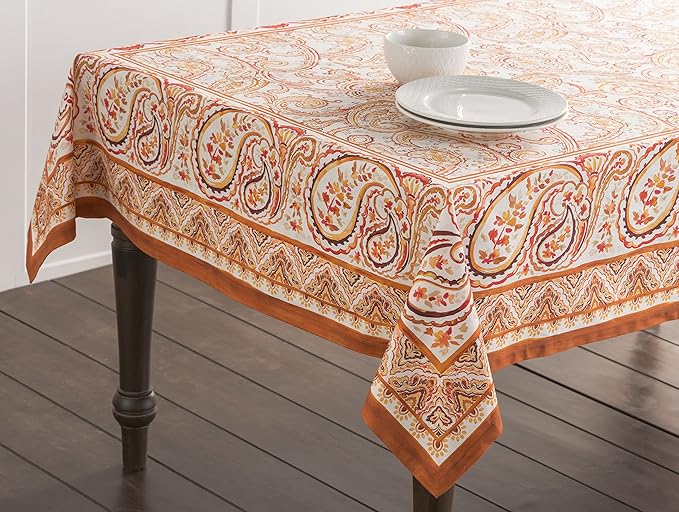 Maison d' Hermine Table Cloth Square Table 100% Cotton 54 x 54 Inches Fall Tablecloth Reusable Everyday Use for Thanksgiving Christmas Decorations Dining Farmhouse Party (Palatial Paisley)