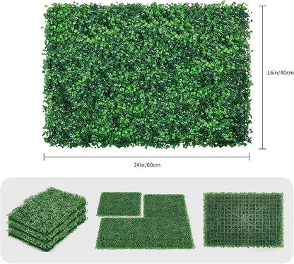 12PCS 24x16 Artificial Grass Wall Panels - Boxwood Privacy Screen UV Protected Waterproof Indoor Outdoor Garden Fence Backyard