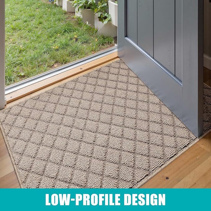 Azadx 2'x4' Front Entryway Door Mat Non Slip Indoor Door mats Washable Entry Mats Welcome Doormat Dirt Trapper for House Entry Low Profile Doormat Indoor Entrance Mat