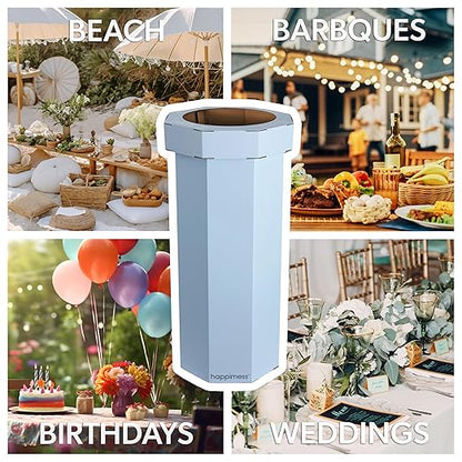 Eyely MPH1300G-SET2 Sal 25-Gallon Disposable Corrugated Cardboard Event Trash Can and Recycling Bin for BBQs, Beach, Parties & Events & Outdoor Activities, Tide Pool Blue (Set of 2)